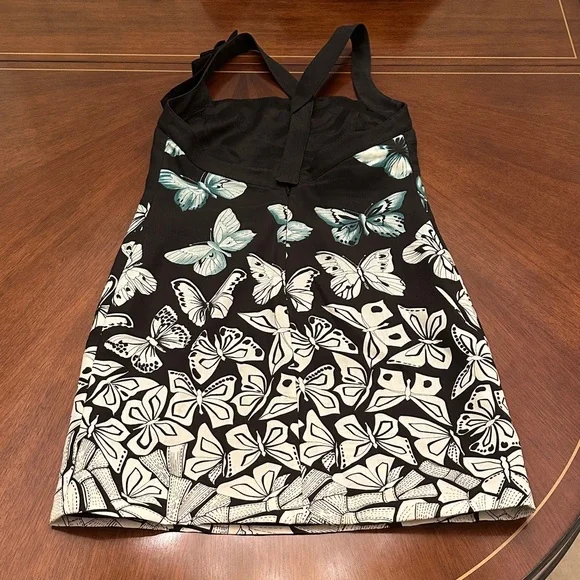 Versace Butterfly Print Bodycon Dress Black White Sleeveless Designer - Picture 11 of 16